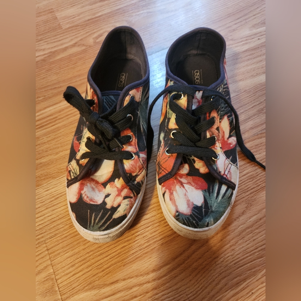 Black Floral Sneakers